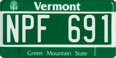 VT license plate NPF691