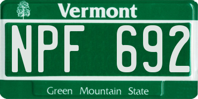 VT license plate NPF692