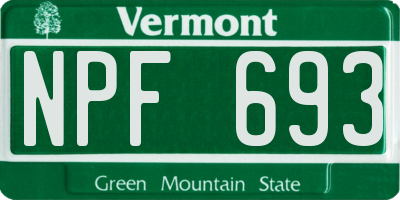 VT license plate NPF693