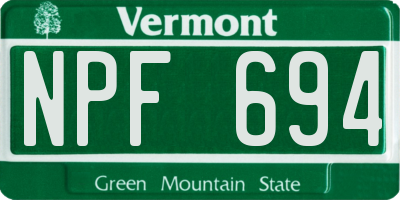 VT license plate NPF694