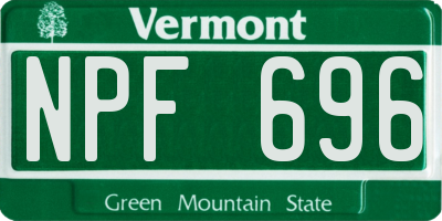 VT license plate NPF696
