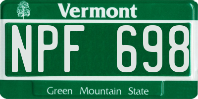 VT license plate NPF698