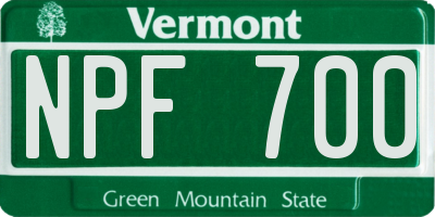 VT license plate NPF700