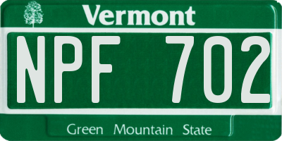 VT license plate NPF702