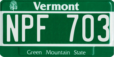 VT license plate NPF703