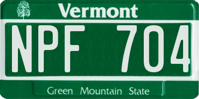 VT license plate NPF704