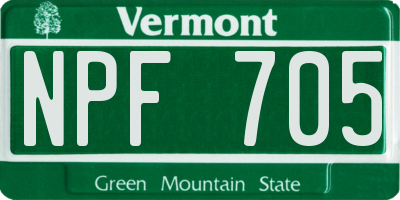 VT license plate NPF705