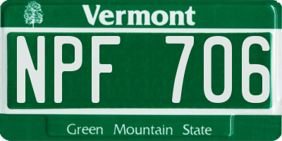 VT license plate NPF706