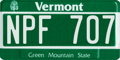 VT license plate NPF707