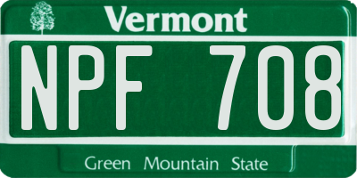 VT license plate NPF708