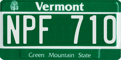 VT license plate NPF710