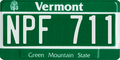 VT license plate NPF711
