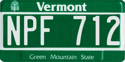 VT license plate NPF712