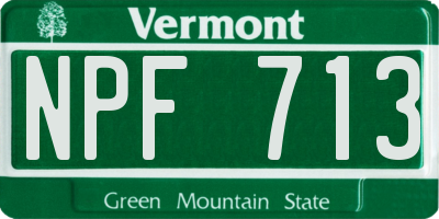 VT license plate NPF713