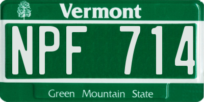 VT license plate NPF714