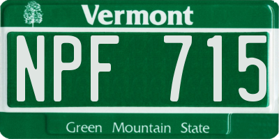 VT license plate NPF715