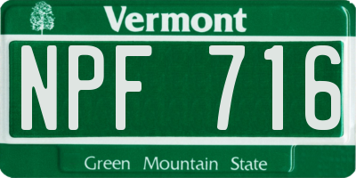 VT license plate NPF716