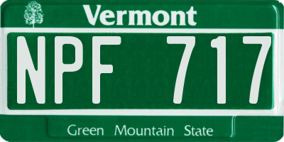 VT license plate NPF717