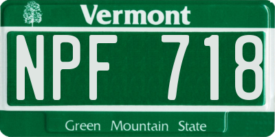 VT license plate NPF718