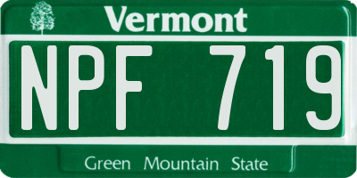 VT license plate NPF719