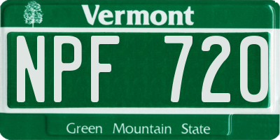 VT license plate NPF720