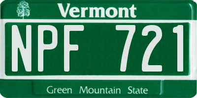 VT license plate NPF721