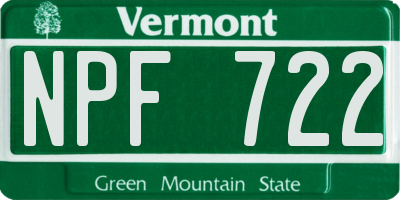 VT license plate NPF722