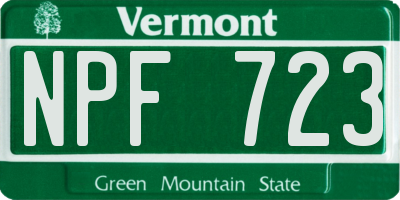 VT license plate NPF723