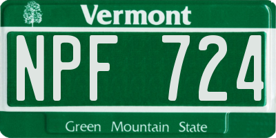 VT license plate NPF724