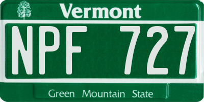 VT license plate NPF727