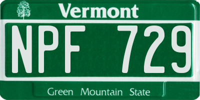 VT license plate NPF729