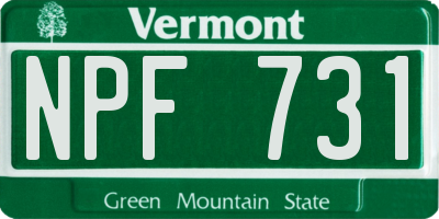 VT license plate NPF731
