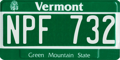 VT license plate NPF732