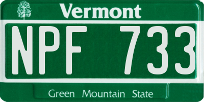 VT license plate NPF733