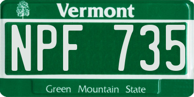 VT license plate NPF735