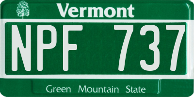 VT license plate NPF737