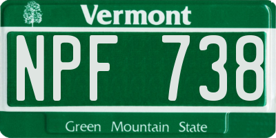 VT license plate NPF738