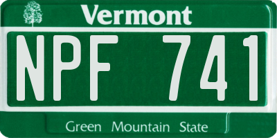 VT license plate NPF741