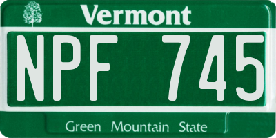 VT license plate NPF745