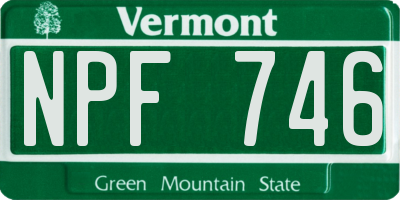 VT license plate NPF746