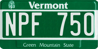 VT license plate NPF750