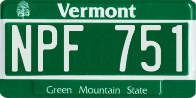 VT license plate NPF751
