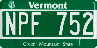 VT license plate NPF752