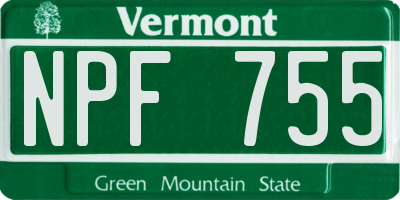 VT license plate NPF755
