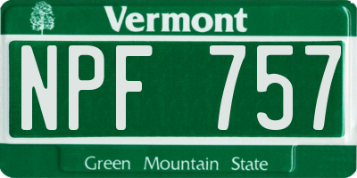 VT license plate NPF757