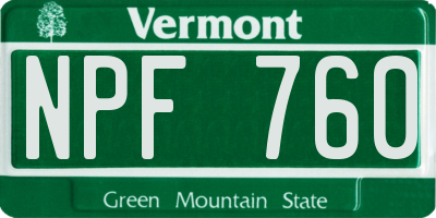 VT license plate NPF760