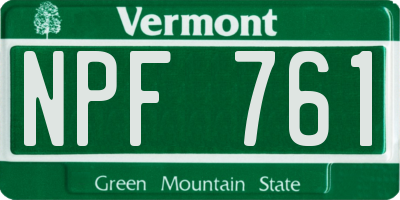 VT license plate NPF761