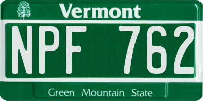 VT license plate NPF762