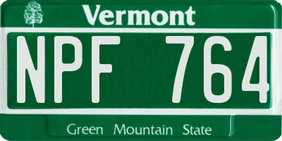 VT license plate NPF764