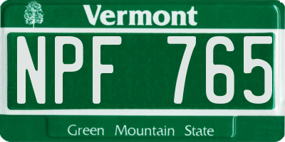 VT license plate NPF765